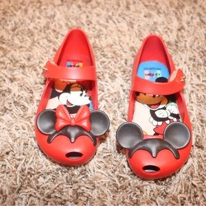 Mini Melissa Mary Jane Mickey and Minnie Mouse Red Black Shoes